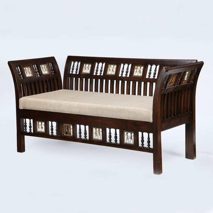 Arka 2 Seater Sofa in Walnut Colour by Aakriti Art Creations (48x24x27)