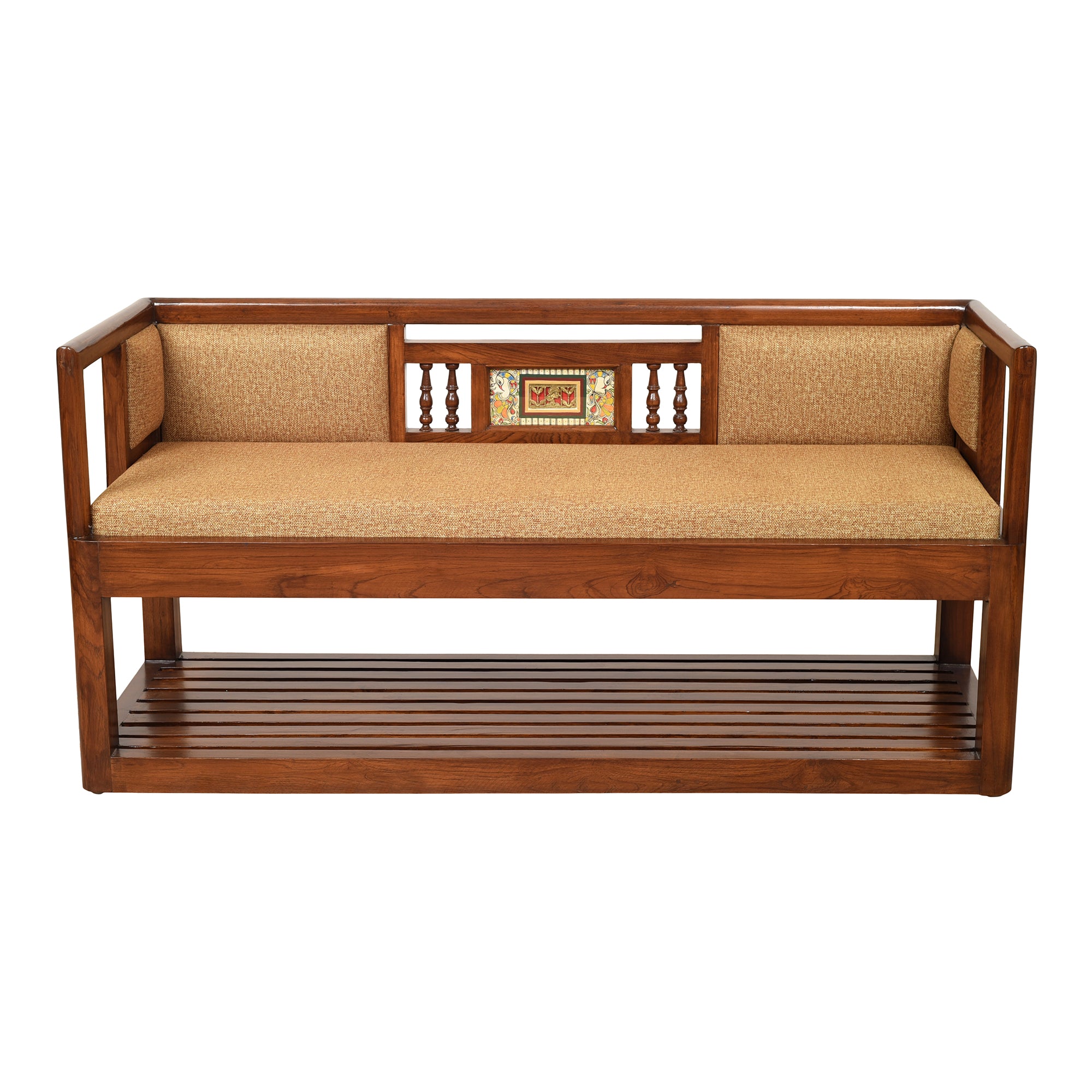 Serena Double Seater Sofa Zen Style in Walnut Colour