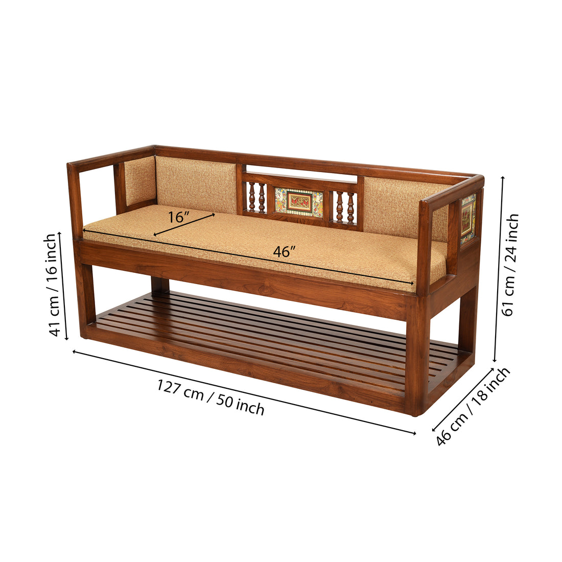 Serena Double Seater Sofa Zen Style in Walnut Colour