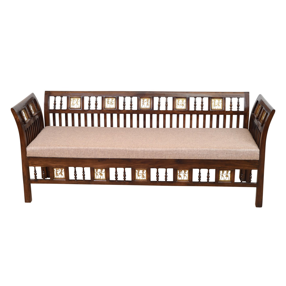 Arka 3 Seater Sofa in Walnut Colour by Aakriti Art Creations