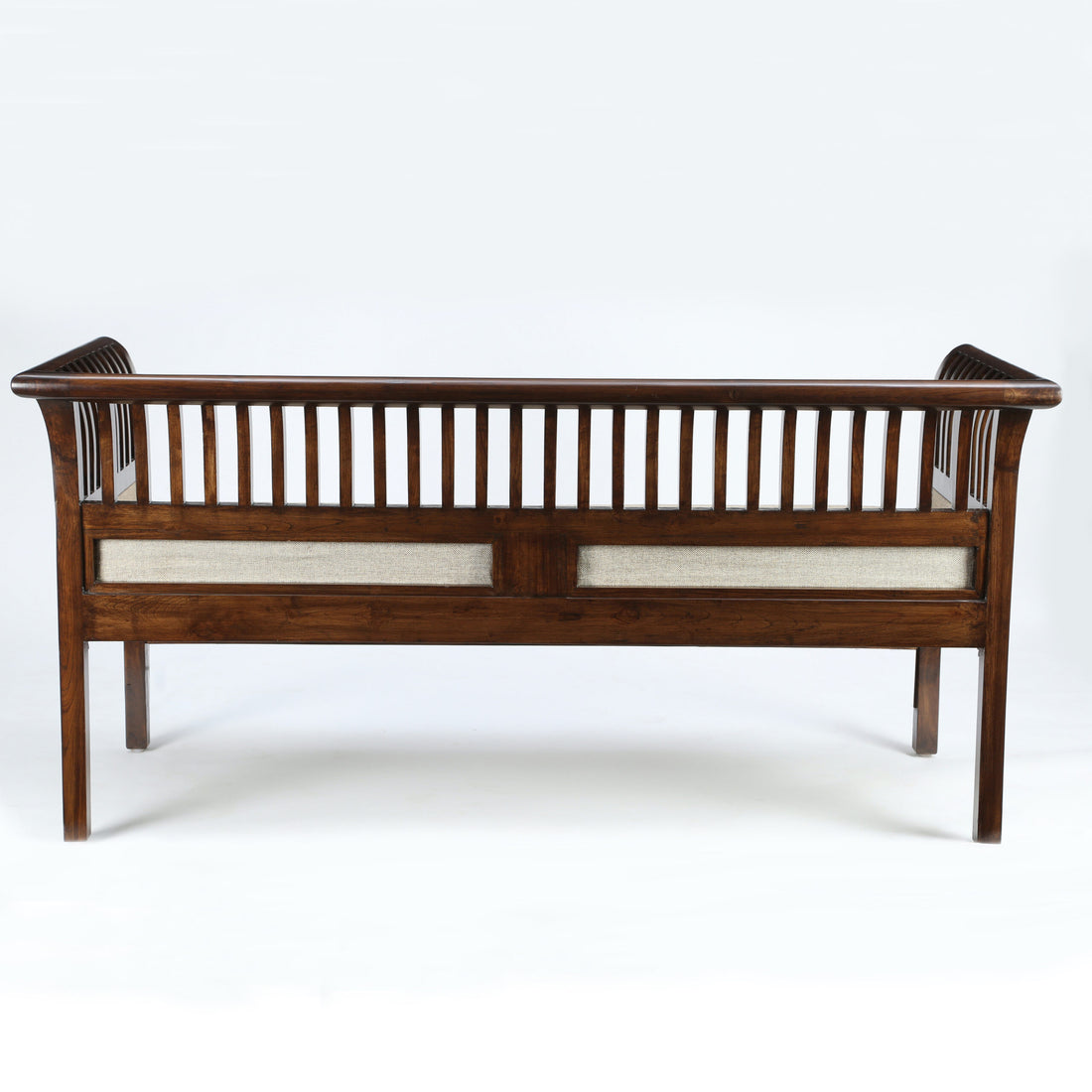 Polo Three Seater Sofa in Teakwood, Striped Pattern with Walnut Finish (68x25x30)