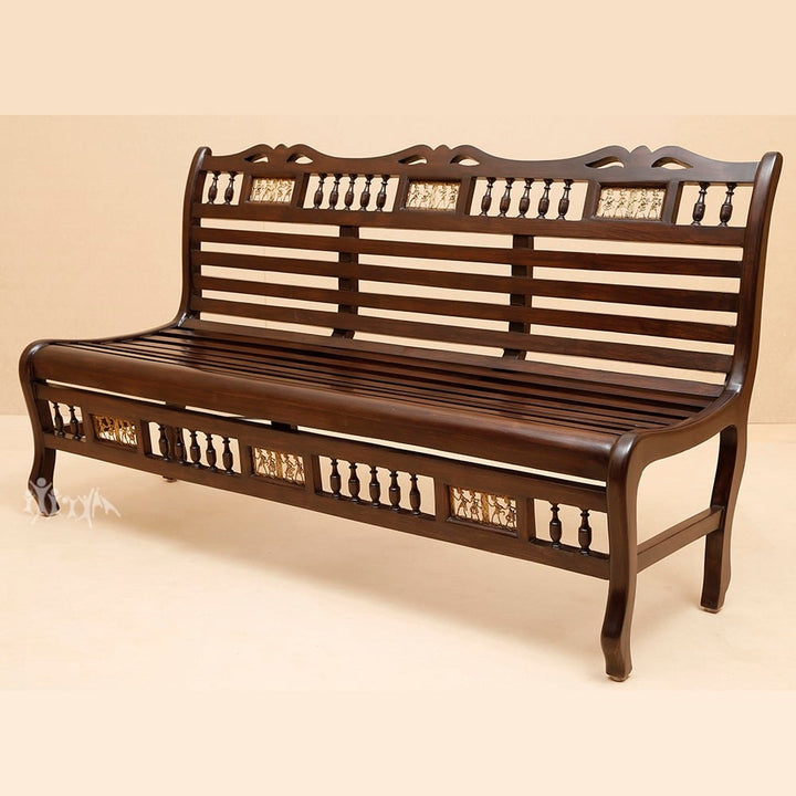 Costa Bench Three Seater In Striped Wood Pattern