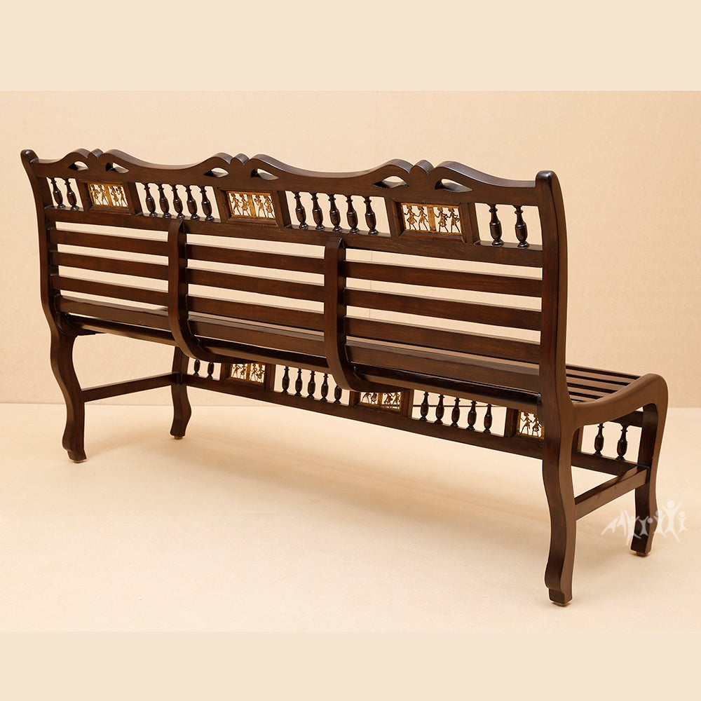 Costa Bench Three Seater In Striped Wood Pattern