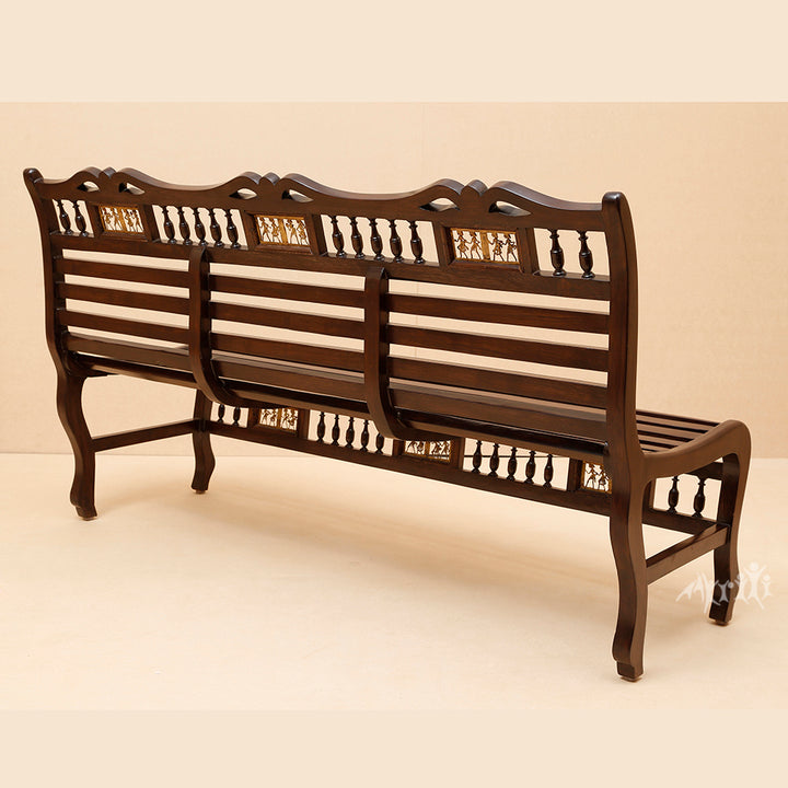 Costa Bench Three Seater In Striped Wood Pattern