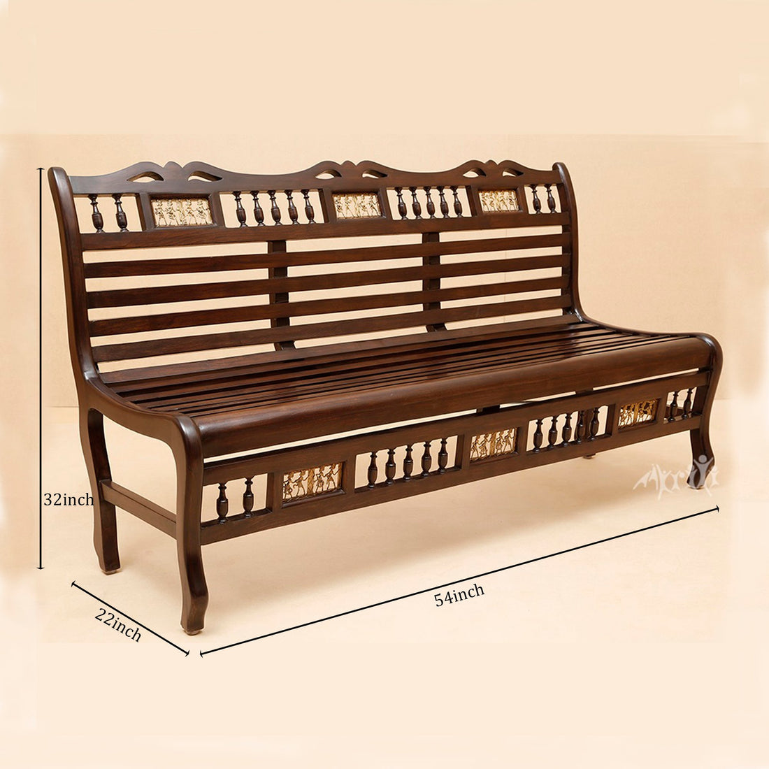 Costa Bench Three Seater In Striped Wood Pattern