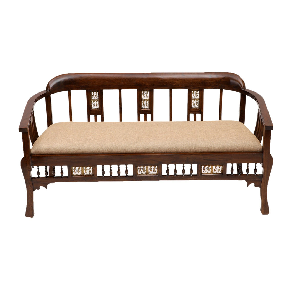 Espa Three Seater Sofa in Premium Teakwood in Walnut Finish (62x27x32)