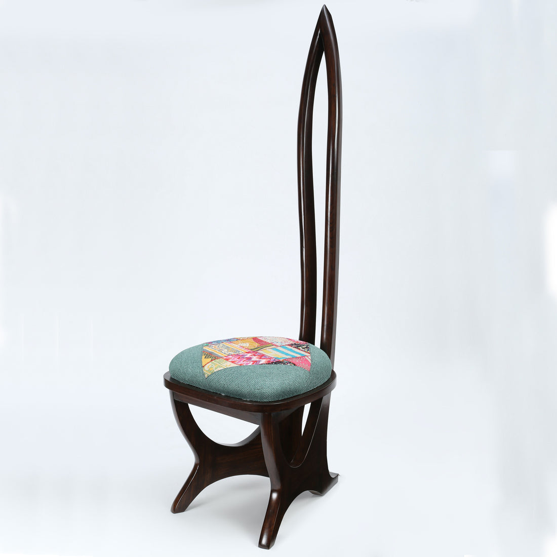 Helena Lobby Chair with Stylish Backrest created in Teak Wood with Walnut Finish (21x24x64)