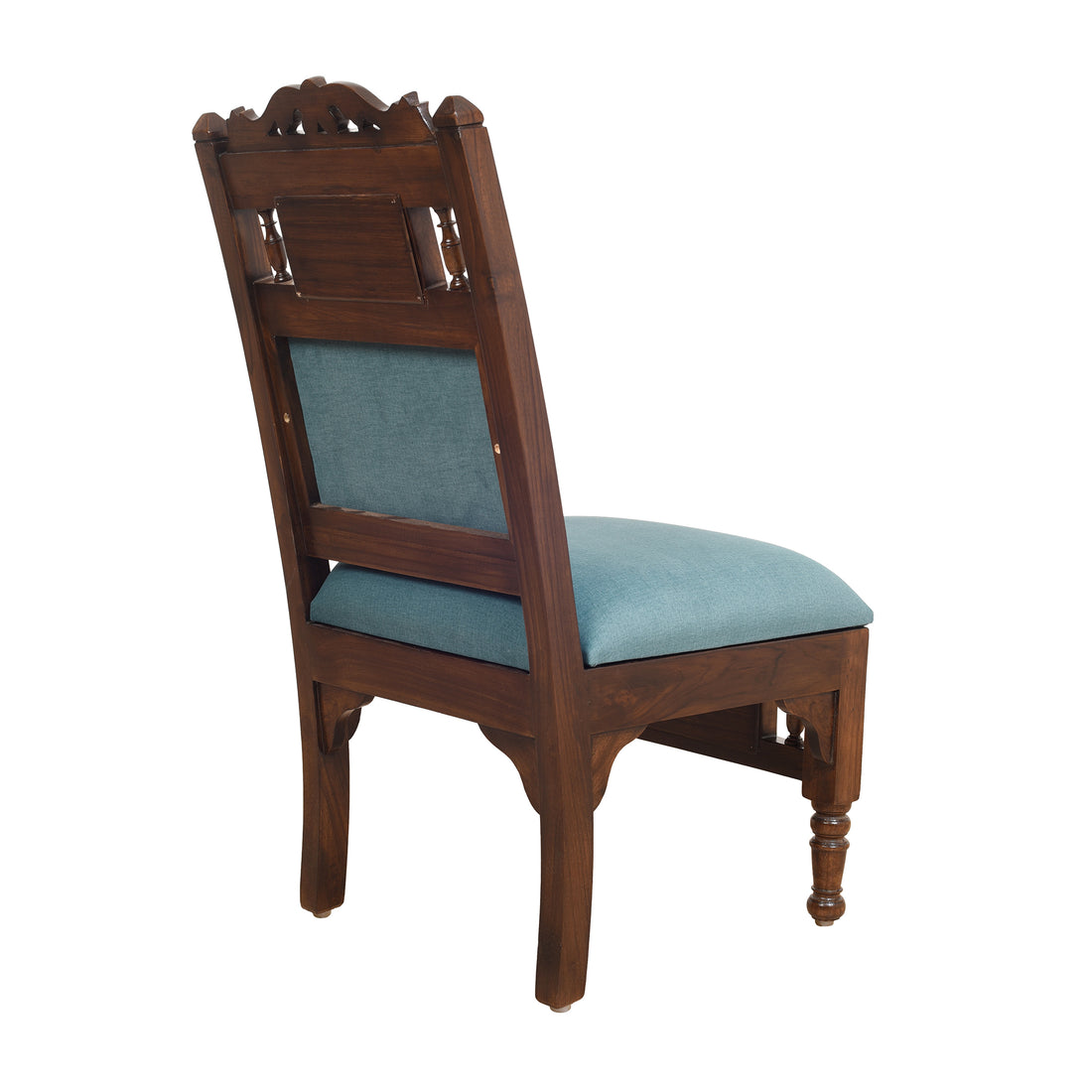 Sumo-I Lobby Chair (Small) in Teak Wood with Walnut Finish (Sky Blue Seat)