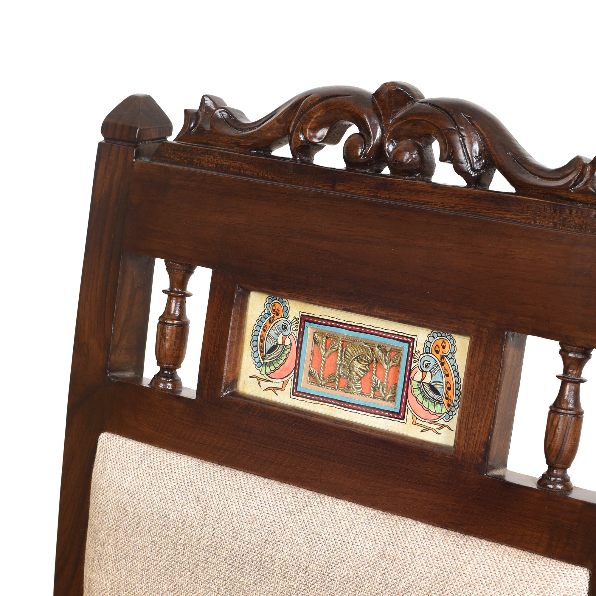 Sumo Lobby Chair (Small) in Teak Wood with Walnut Finish (Beige Seat)