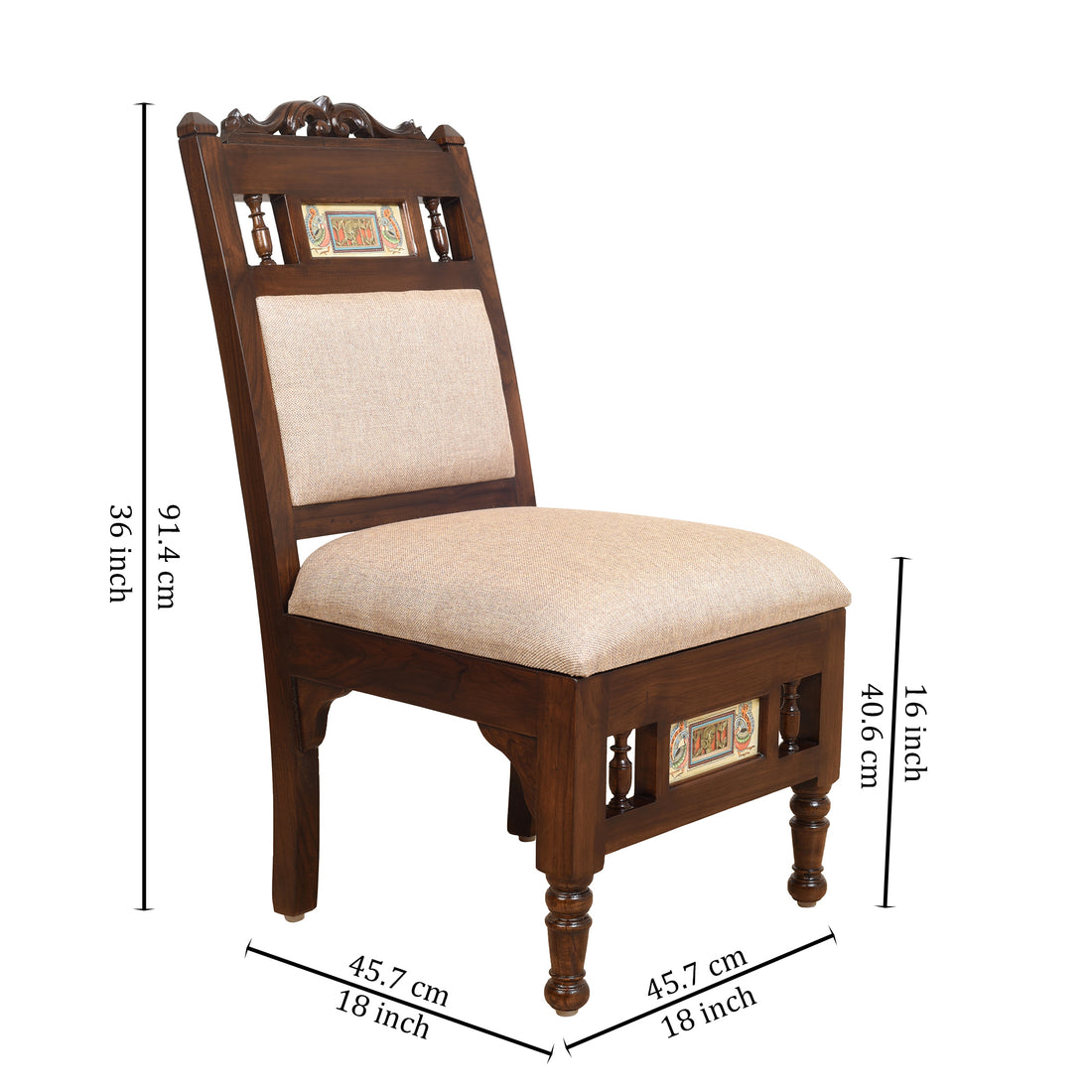 Sumo Lobby Chair (Small) in Teak Wood with Walnut Finish (Beige Seat)