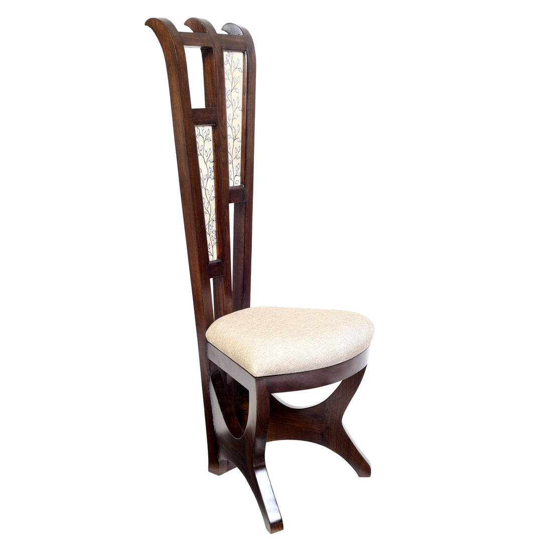 Diana Lobby Chair with Stylish Backrest created in Teak Wood with Walnut Finish (23x19x53)