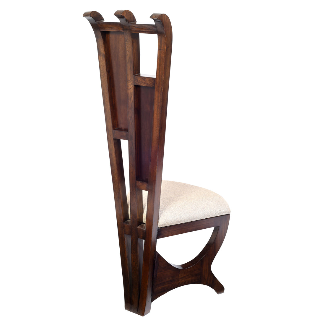 Diana Lobby Chair with Stylish Backrest created in Teak Wood with Walnut Finish (23x19x53)