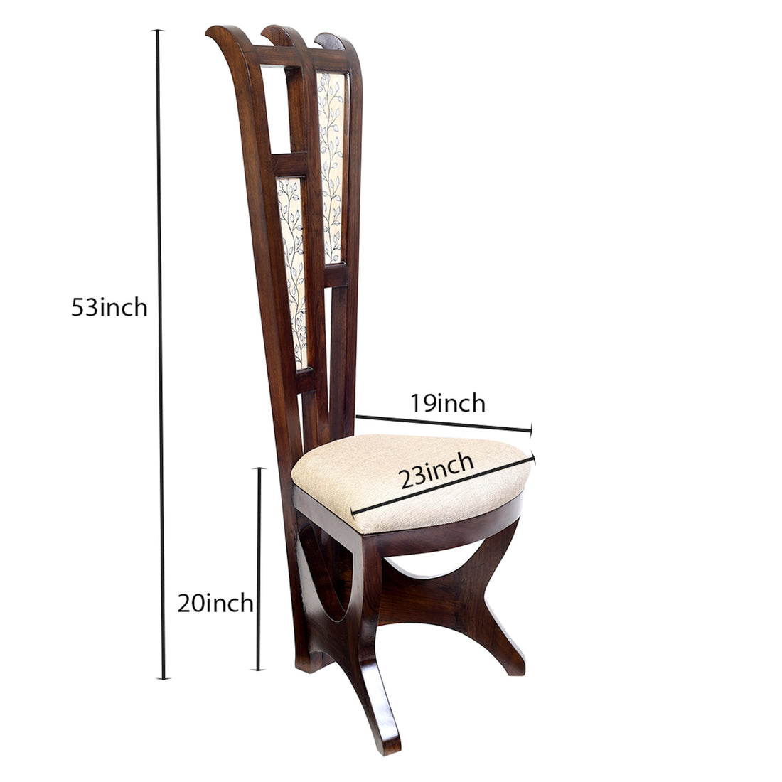 Diana Lobby Chair with Stylish Backrest created in Teak Wood with Walnut Finish (23x19x53)