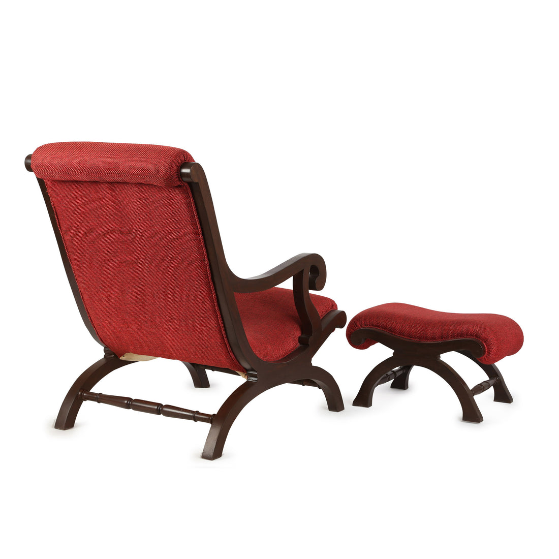 Kinse Lounge Chair with Cushioned Footrest in Teakwood with Walnut Finish (35x24x35)