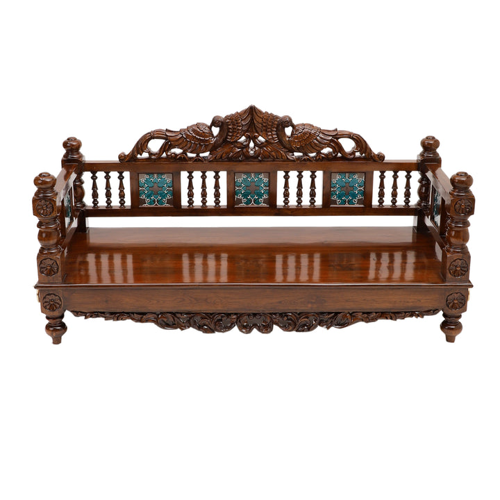 Rukmini Jhoola (Swing)-Teak-Hndcrftd-Classic-Tile work-Walnut (60x26x30)