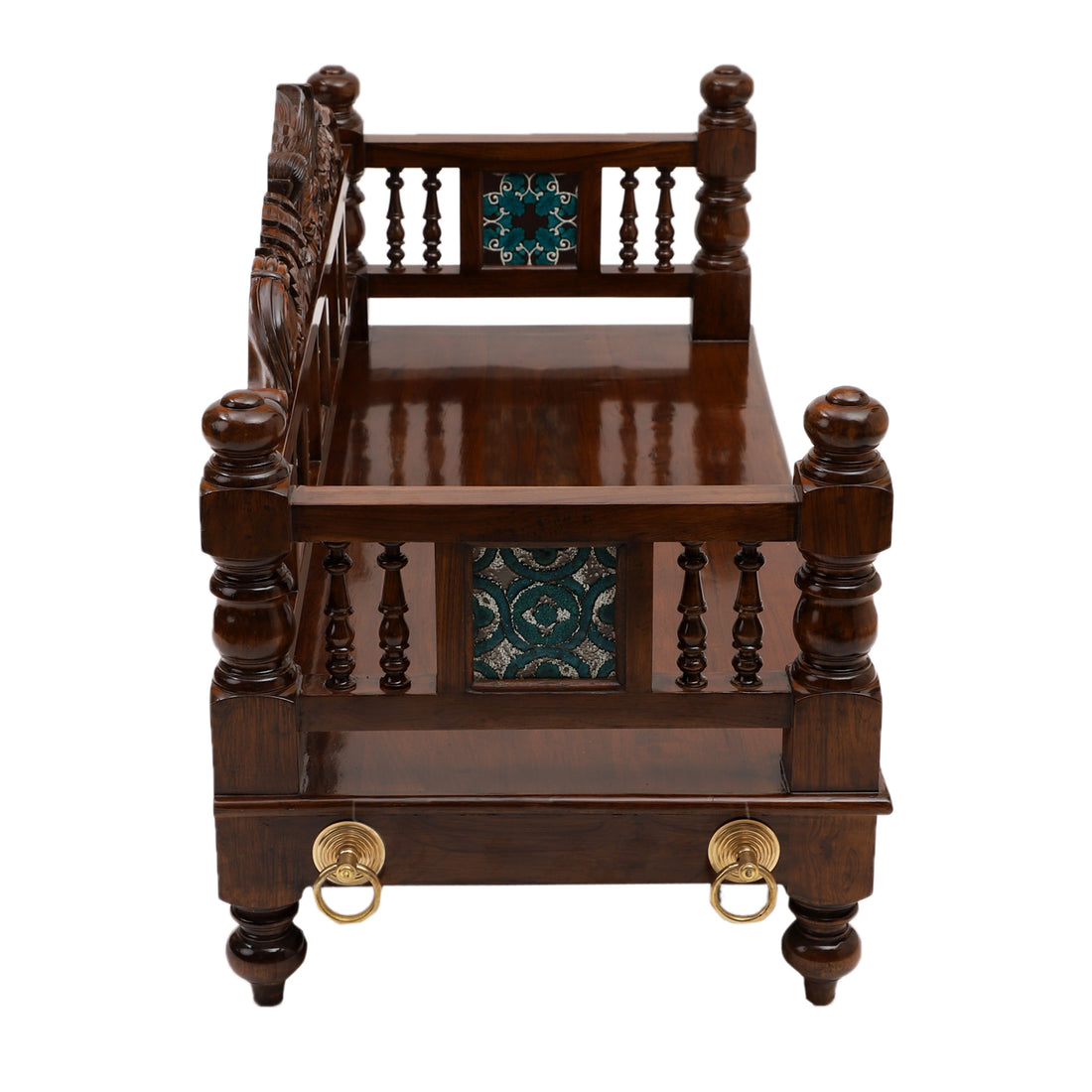 Rukmini Jhoola (Swing)-Teak-Hndcrftd-Classic-Tile work-Walnut (60x26x30)