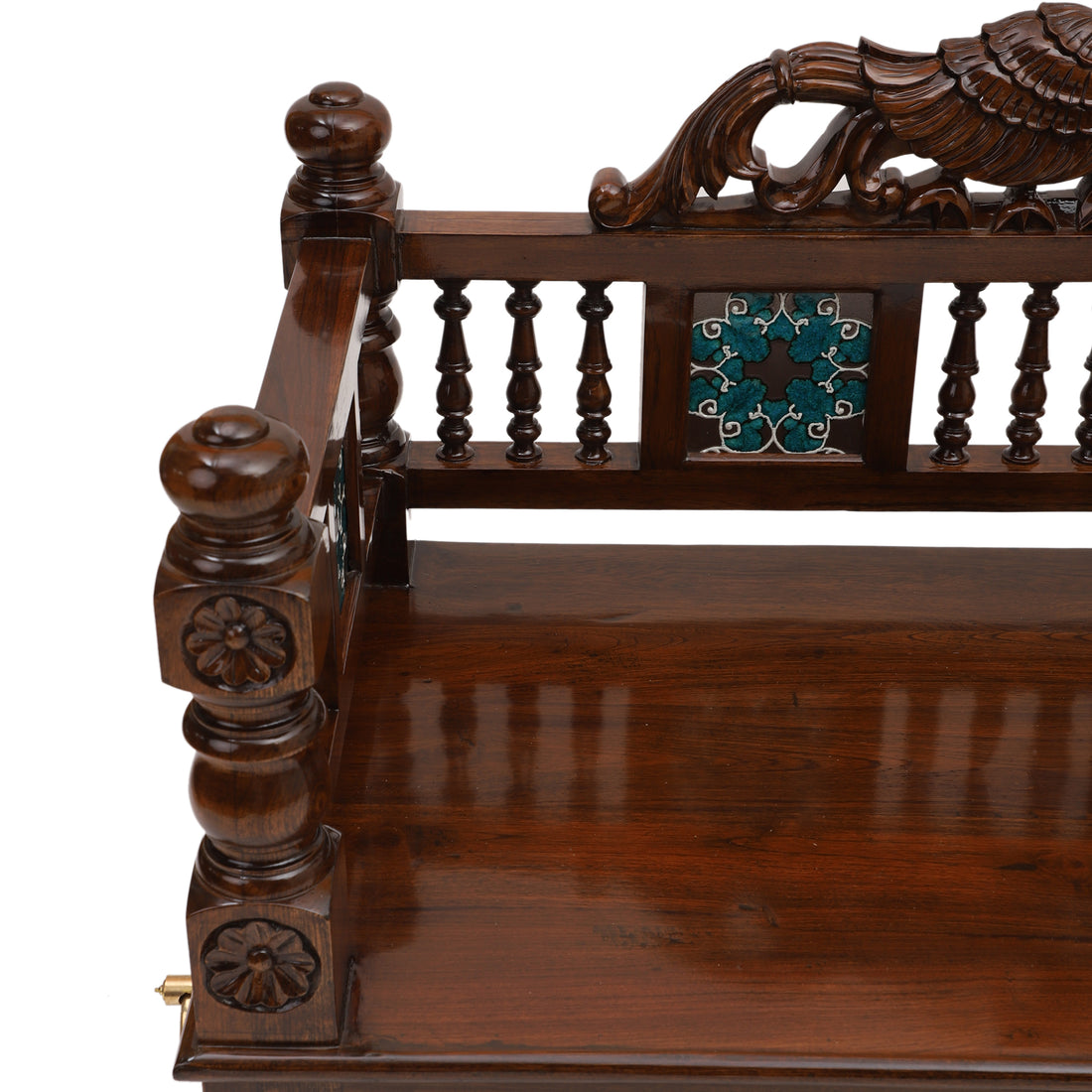 Rukmini Jhoola (Swing)-Teak-Hndcrftd-Classic-Tile work-Walnut (60x26x30)