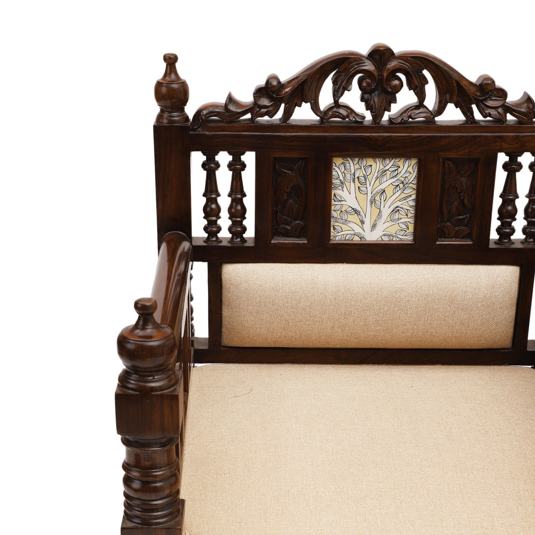 Sultan-I Single Seater in Teakwood with Madhubani Walnut Finish (28x26x37)