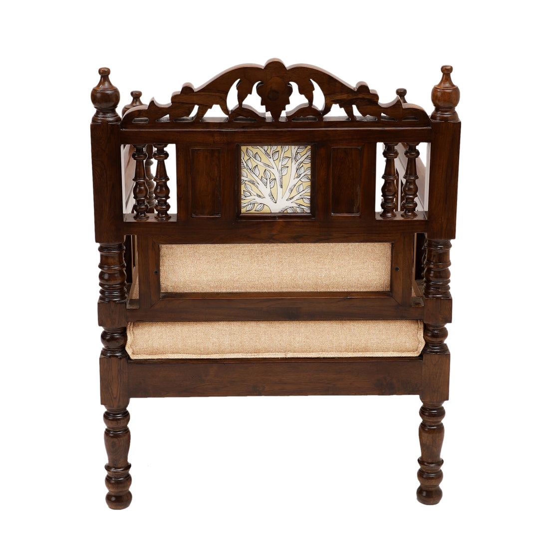 Sultan-I Single Seater in Teakwood with Madhubani Walnut Finish (28x26x37)