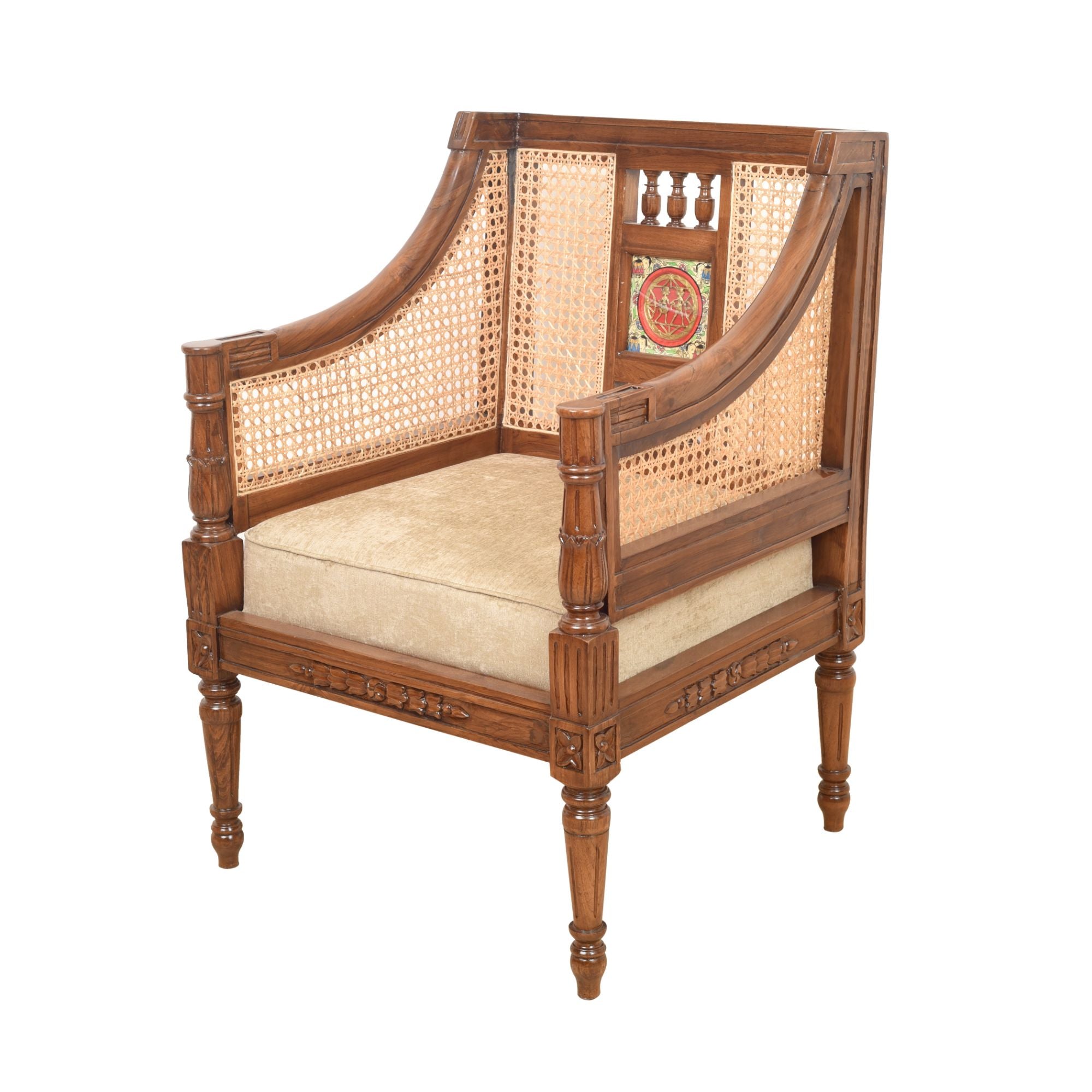 Orchid Single Seater Sofa with Cane Work