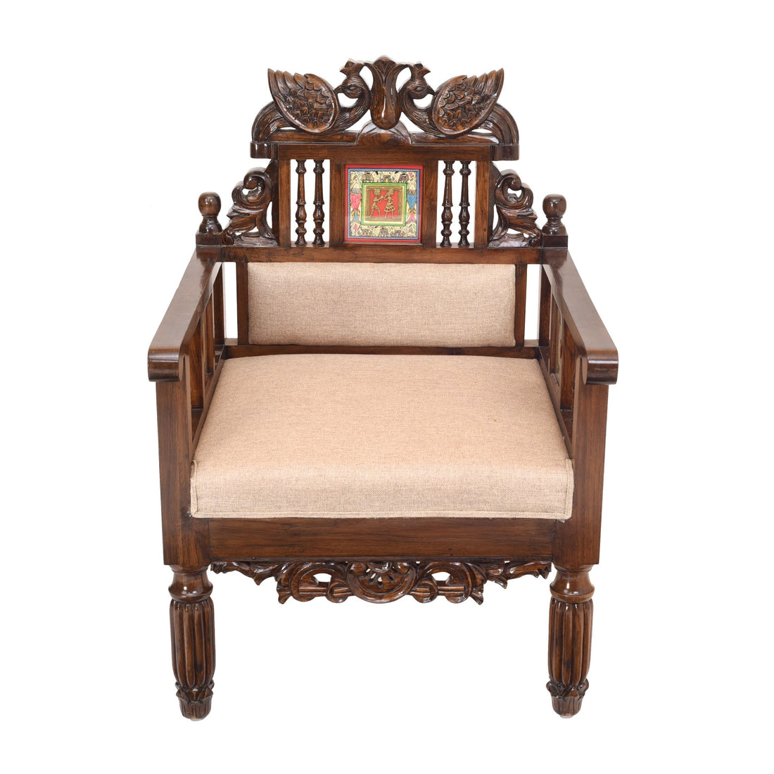 Mallika Single Seater Teak Wood Sofa (25x27x38)