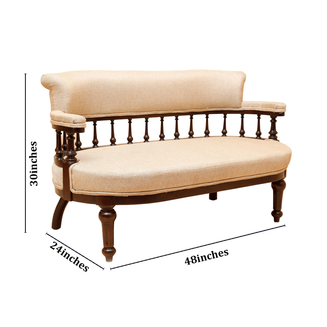 Moda 2 Seater Sofa in Teakwood with Walnut Finish (48x24x30)