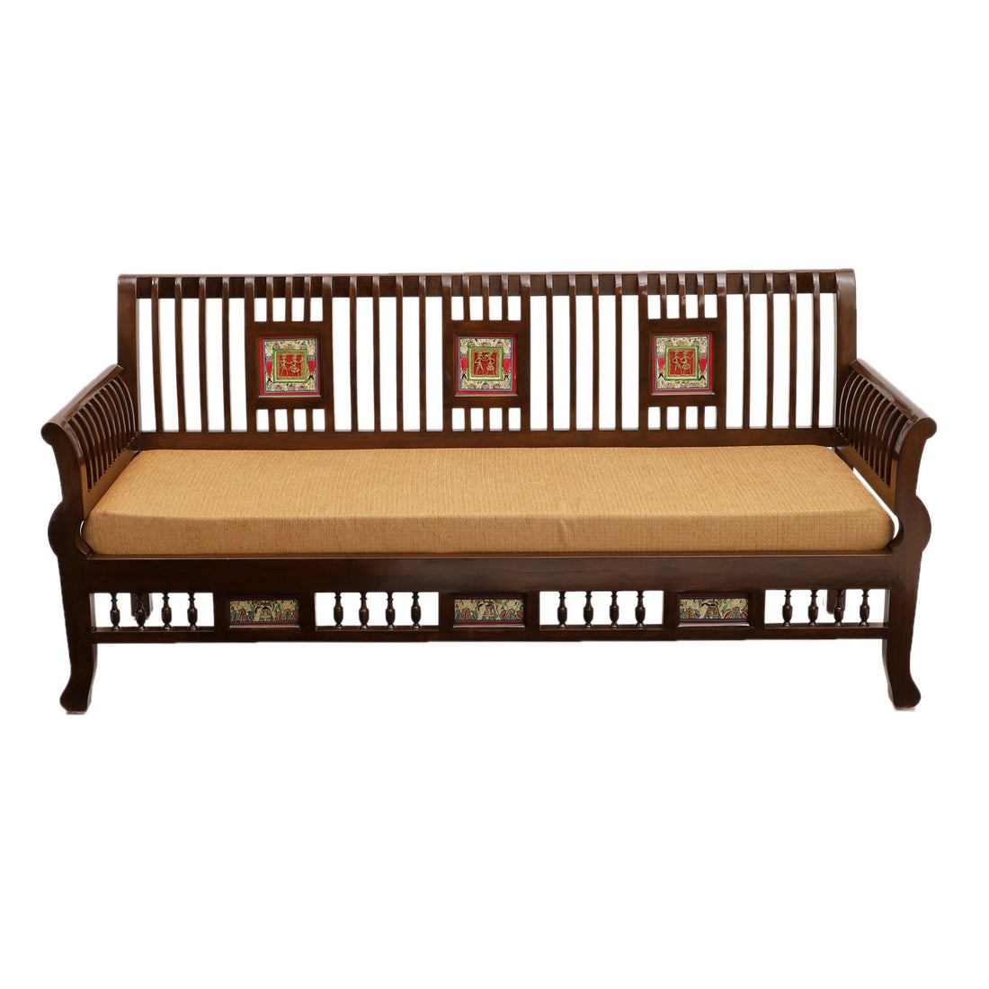 Nyle Three Seater Sofa in Teakwood with Walnut Finish (69x27x32)