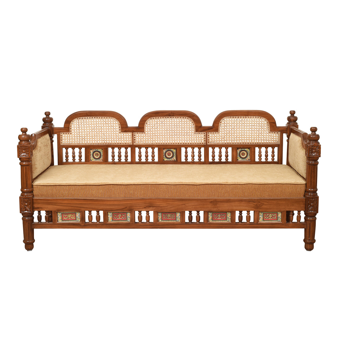 Orchid-II Three Seater Sofa with Cane Work