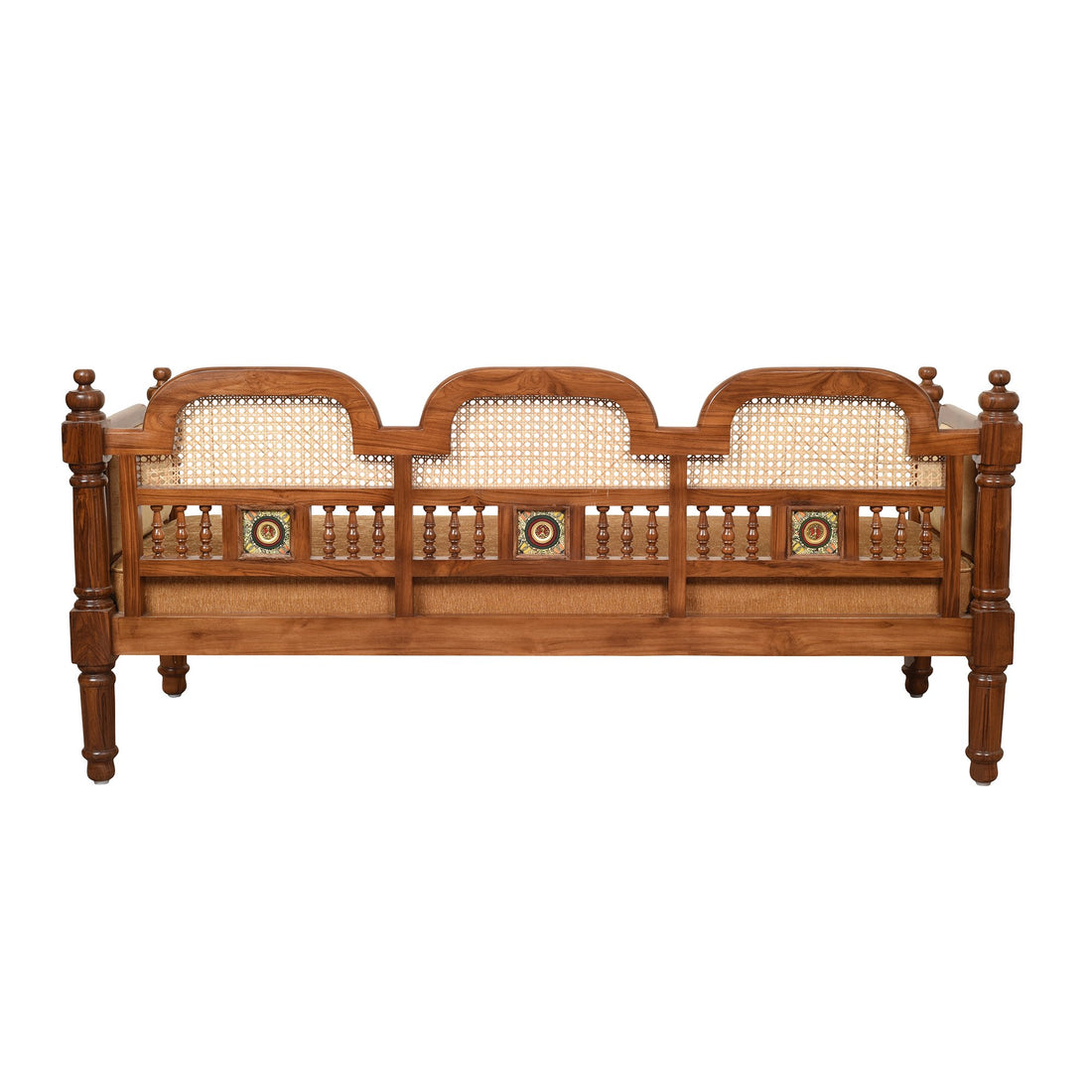 Orchid-II Three Seater Sofa with Cane Work