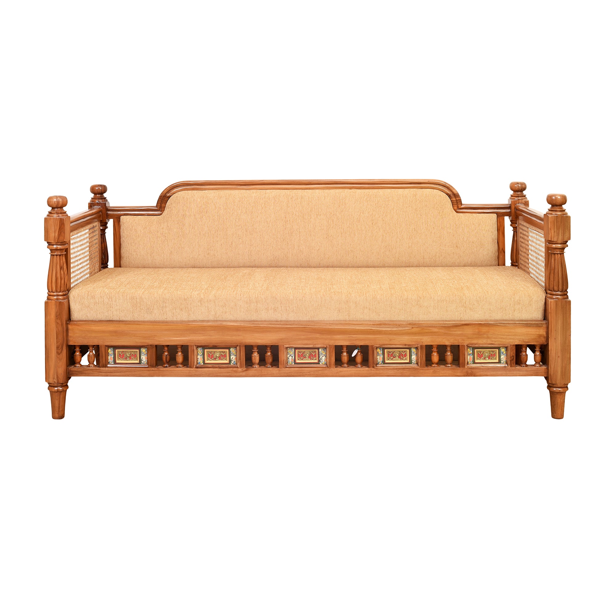 Orchid-III Three Seater Sofa with Cane Work – Aakriti Art Creations