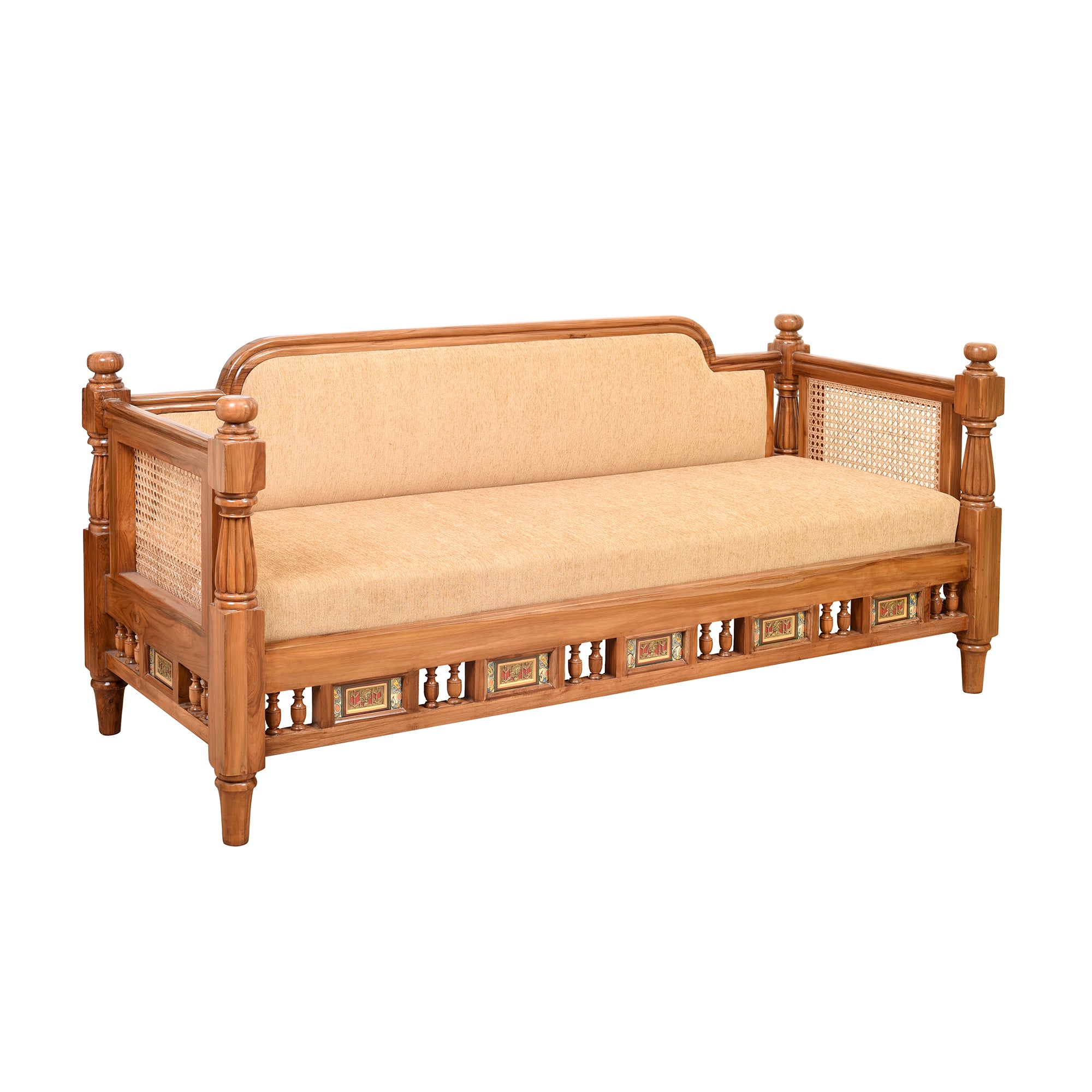 Orchid-III Three Seater Sofa with Cane Work