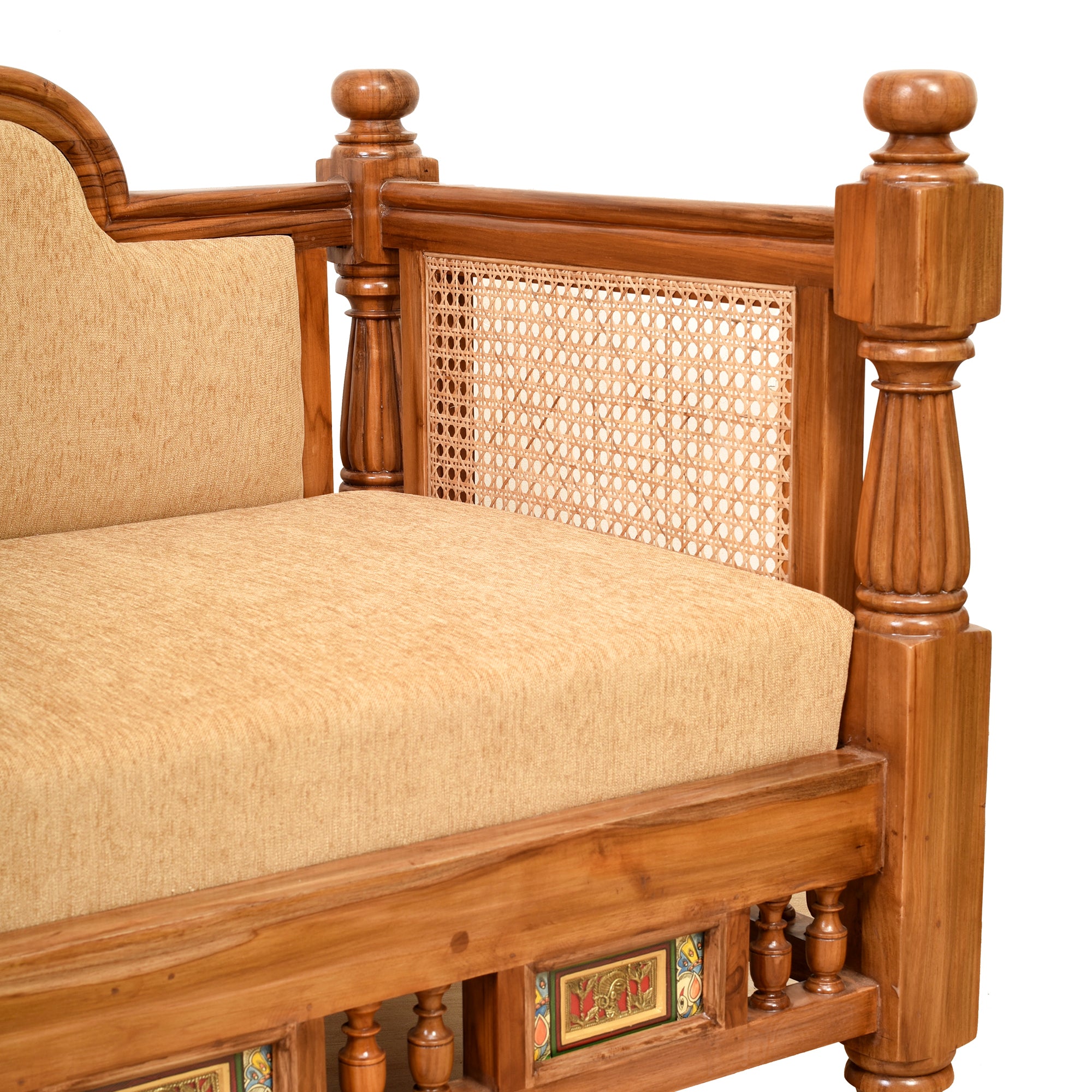 Orchid-III Three Seater Sofa with Cane Work