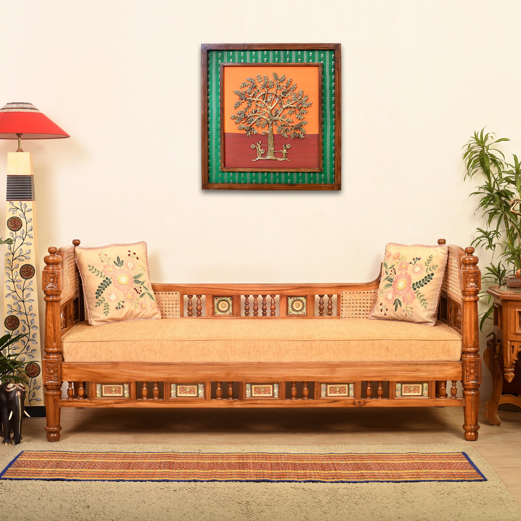 Orchid Three Seater Sofa with Cane Work