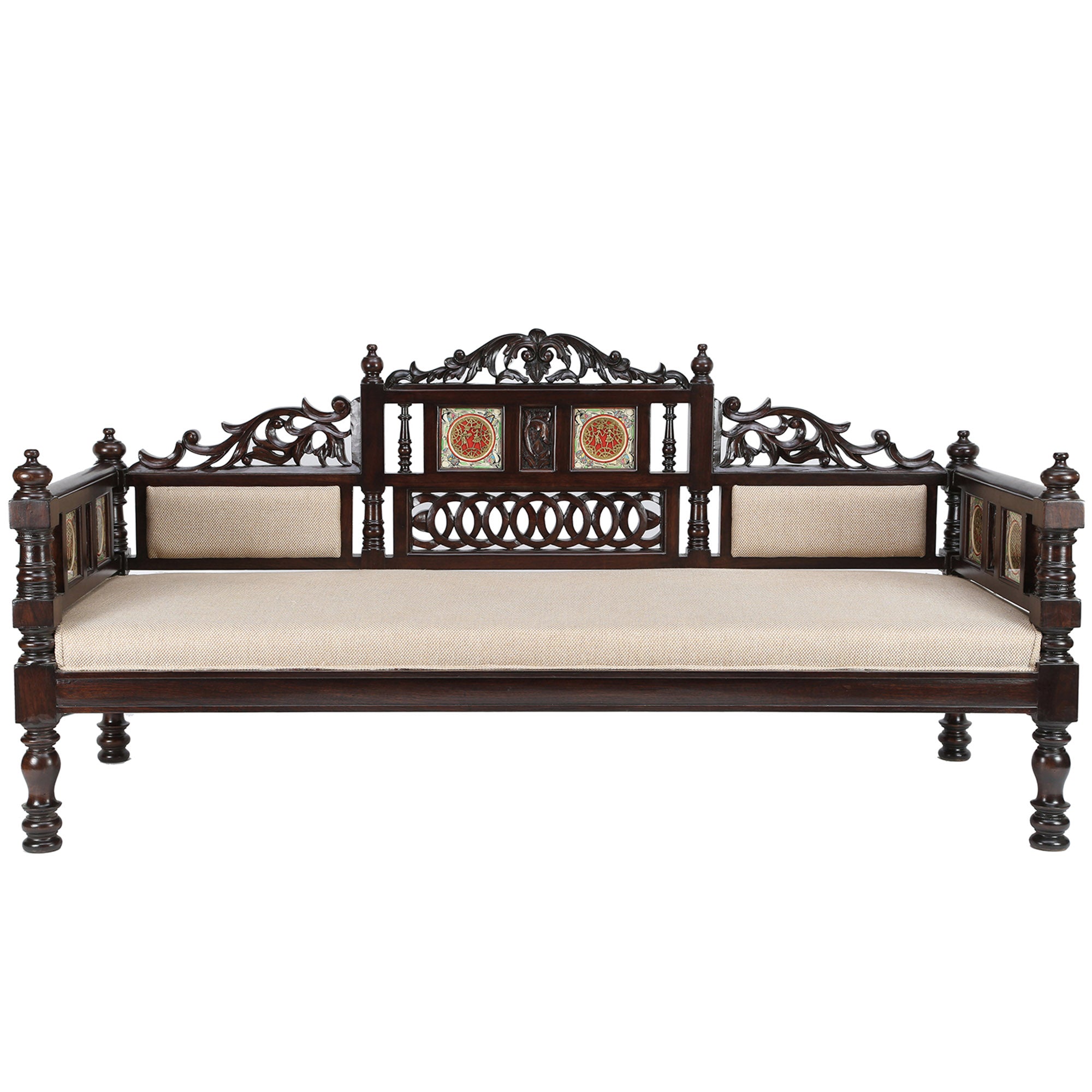 Sultan Takth in Teakwood with Walnut Finish (75x30x37)