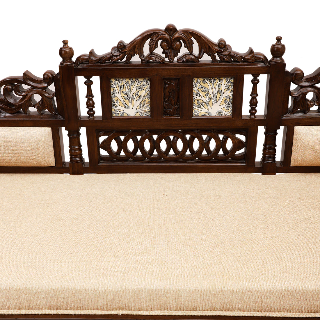 Sultan Takth in Teakwood with Madhubani & Walnut Finish (72x26x37)