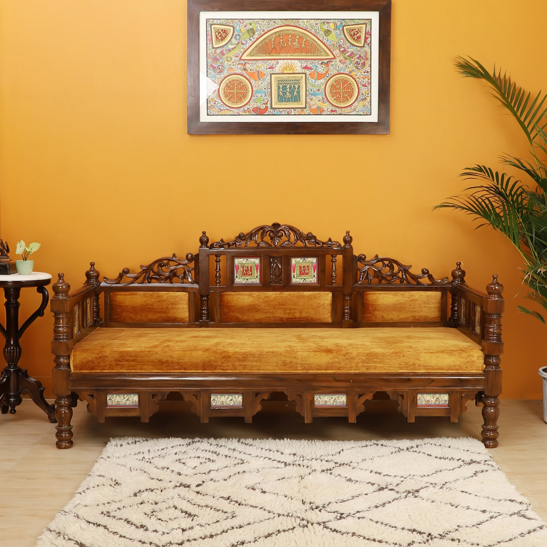 Sultan Takth in Teakwood with Madhubani & Walnut Finish