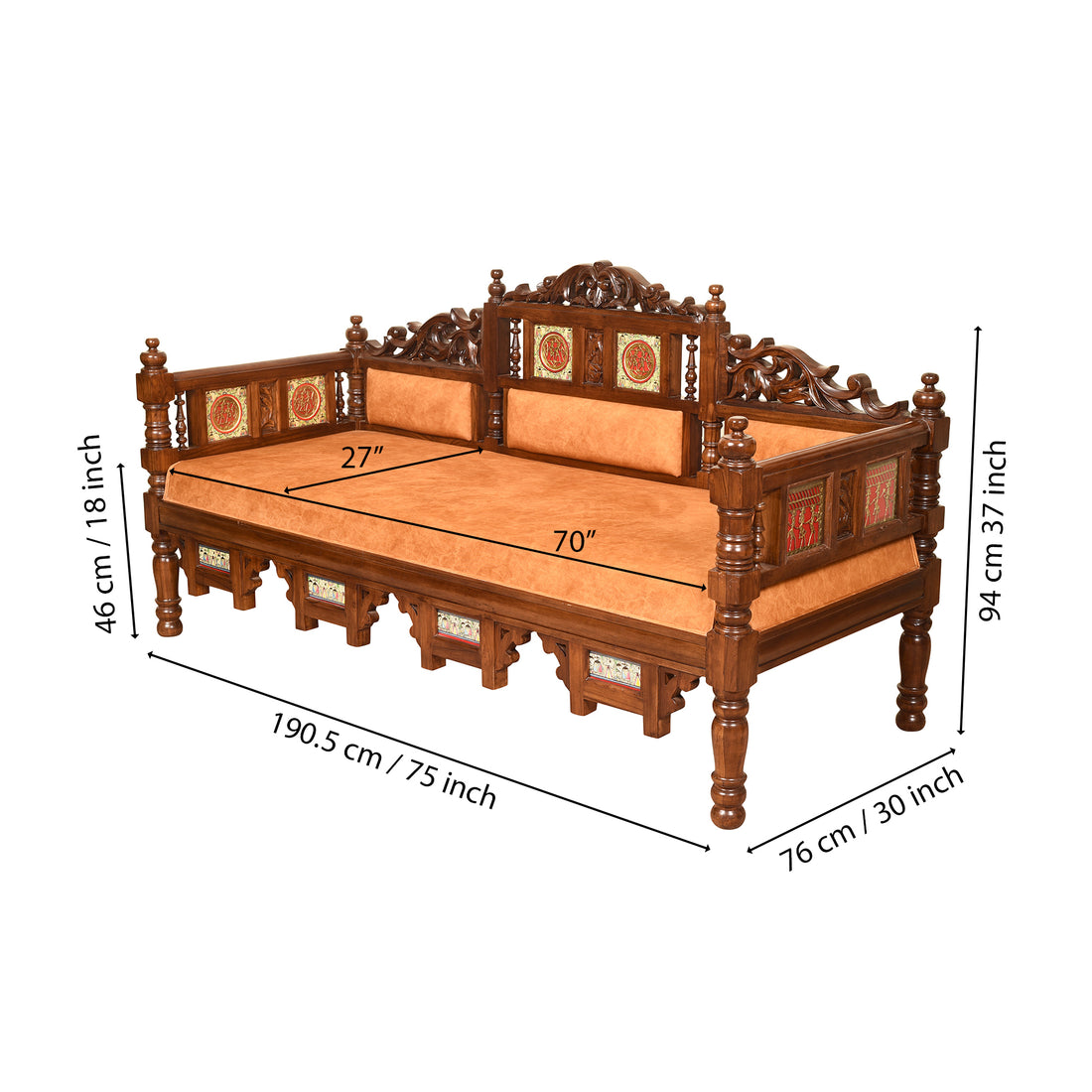 Sultan Takth in Teakwood with Madhubani & Walnut Finish