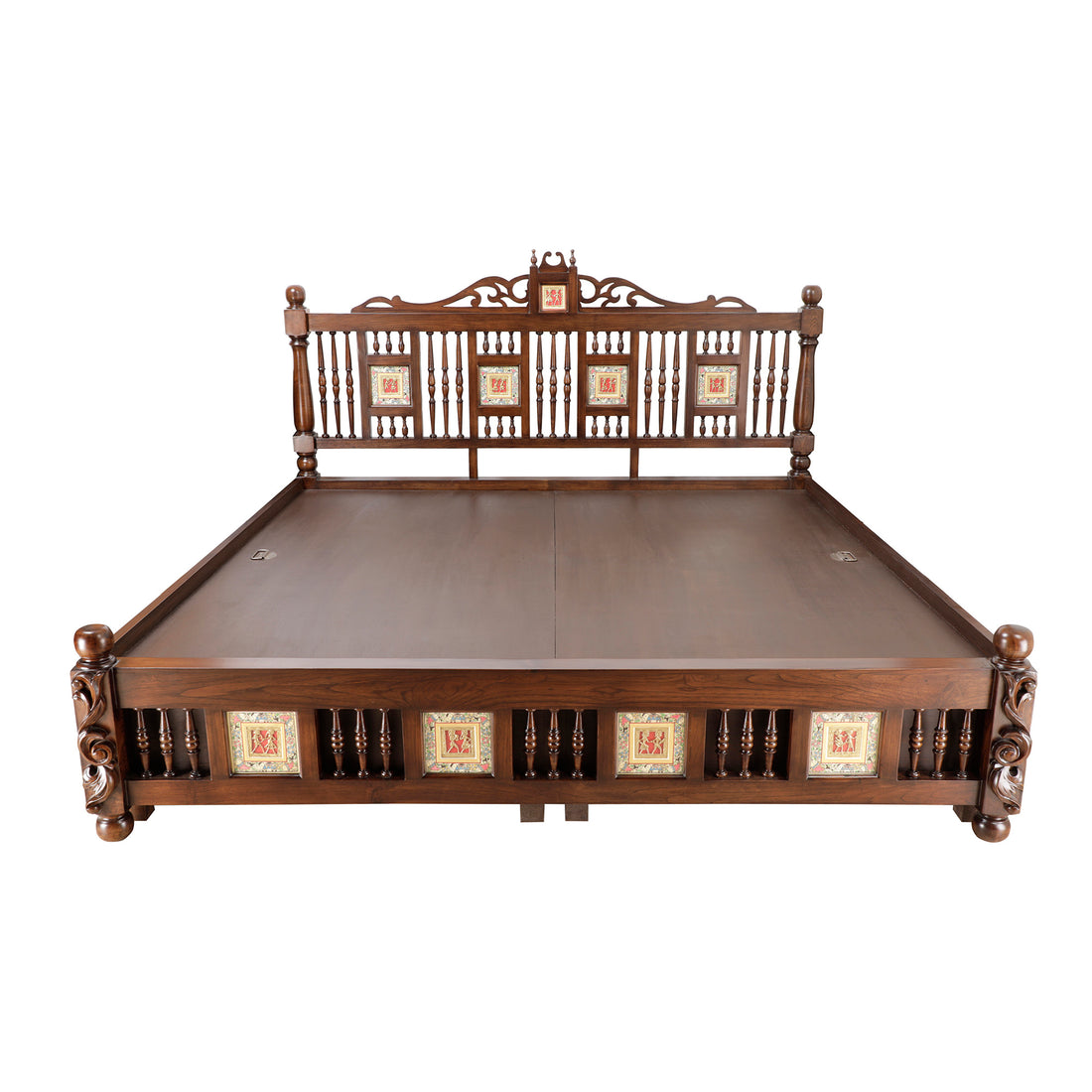 Padmavati King Size Bed In Teakwood-Walnut Finish