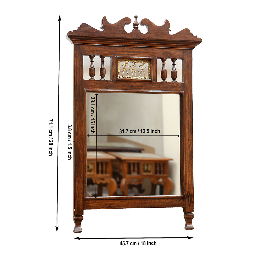 Priya Teakwood Mirror in Teak Finish (18x1.5x28)