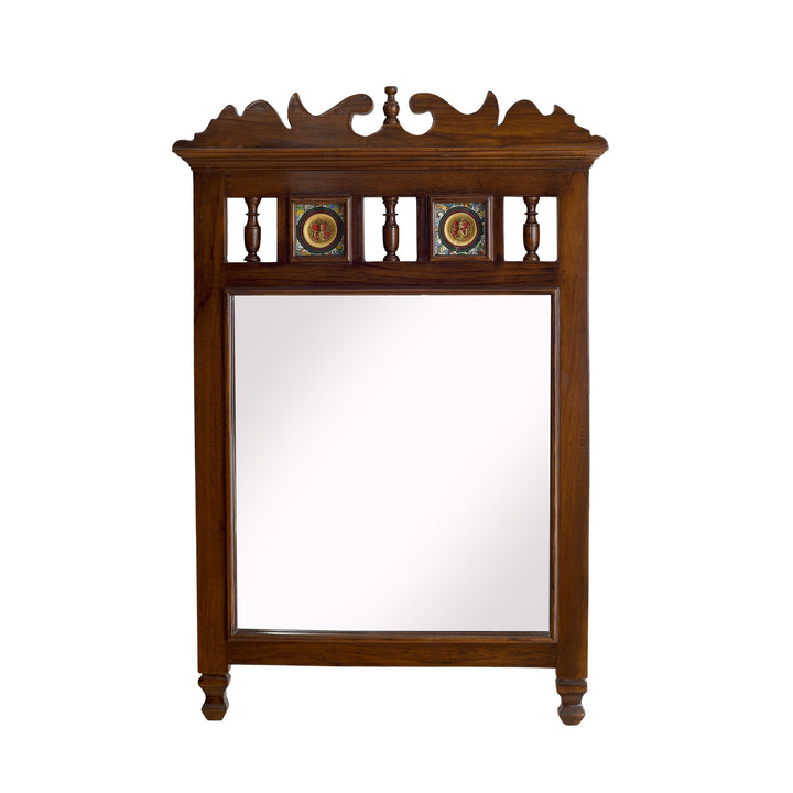 Priya-III Teakwood Mirror in Walnut Finish