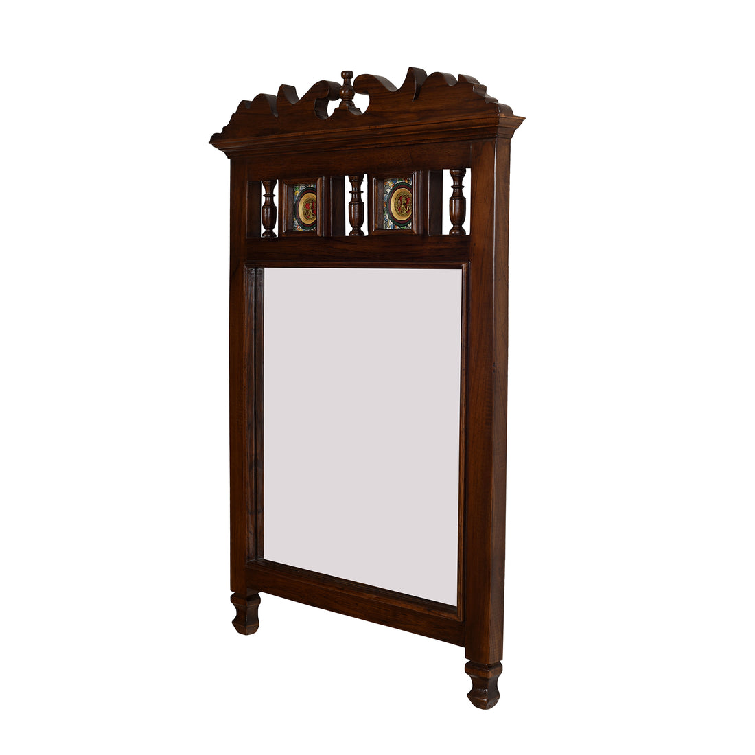 Priya-III Teakwood Mirror in Walnut Finish