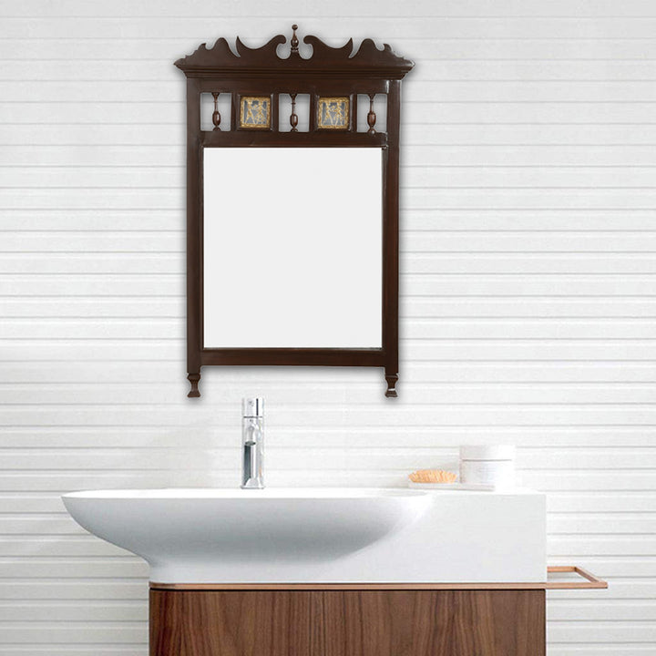 Priya-II Teakwood Mirror in Walnut Finish (20x2x30)