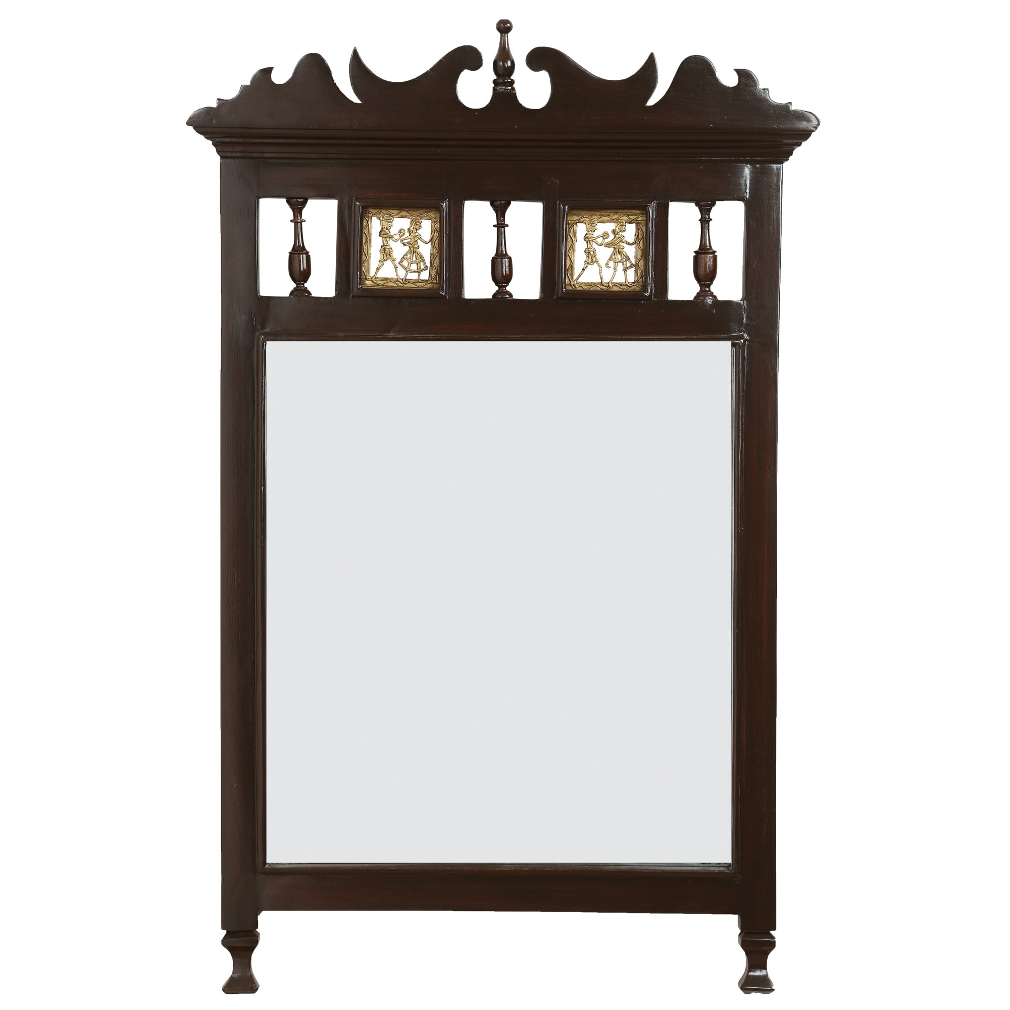 Priya-II Teakwood Mirror in Walnut Finish (20x2x30)