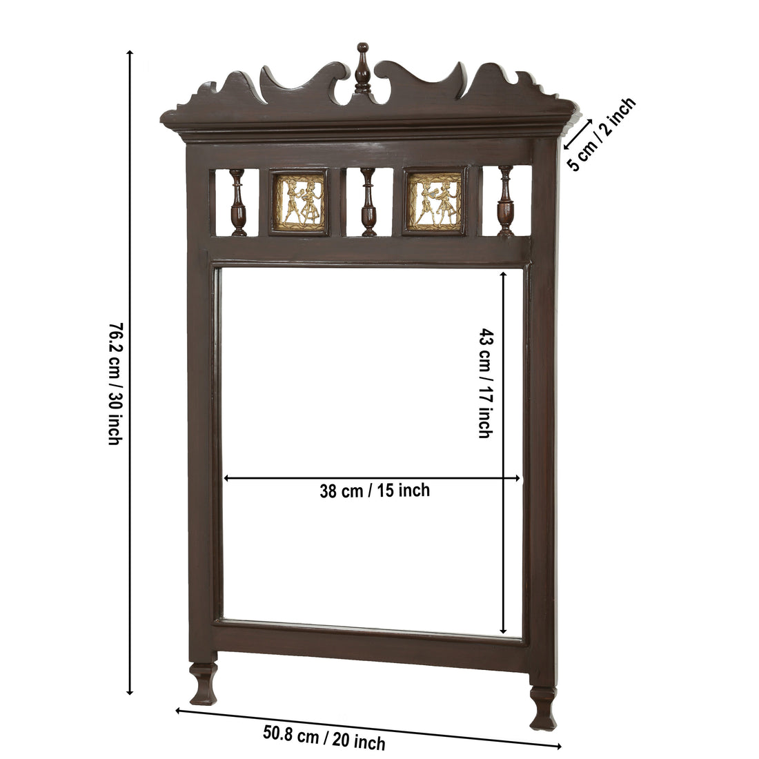 Priya-II Teakwood Mirror in Walnut Finish (20x2x30)