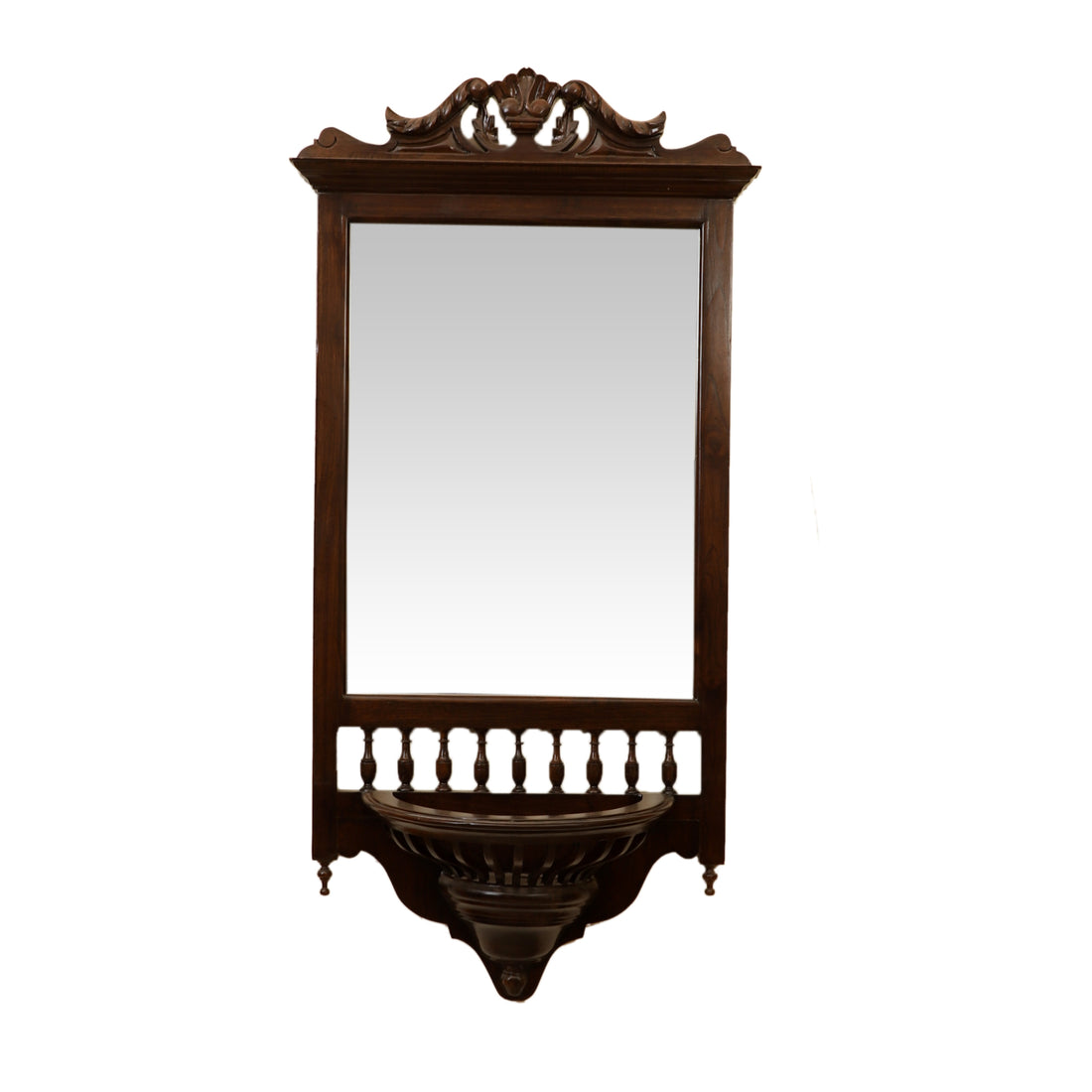 Manya Teakwood Mirror in Walnut Finish adorned with Brass Frames (20x9x45)