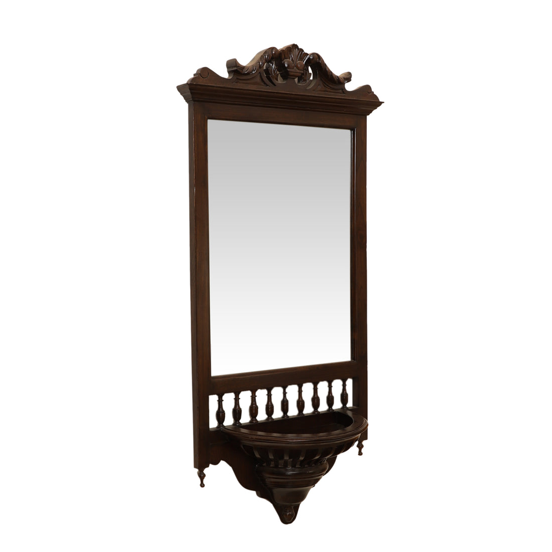 Manya Teakwood Mirror in Walnut Finish adorned with Brass Frames (20x9x45)