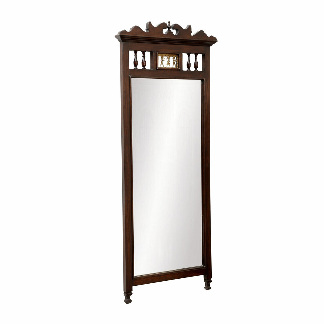 Priya-III Teakwood Mirror in Walnut Finish