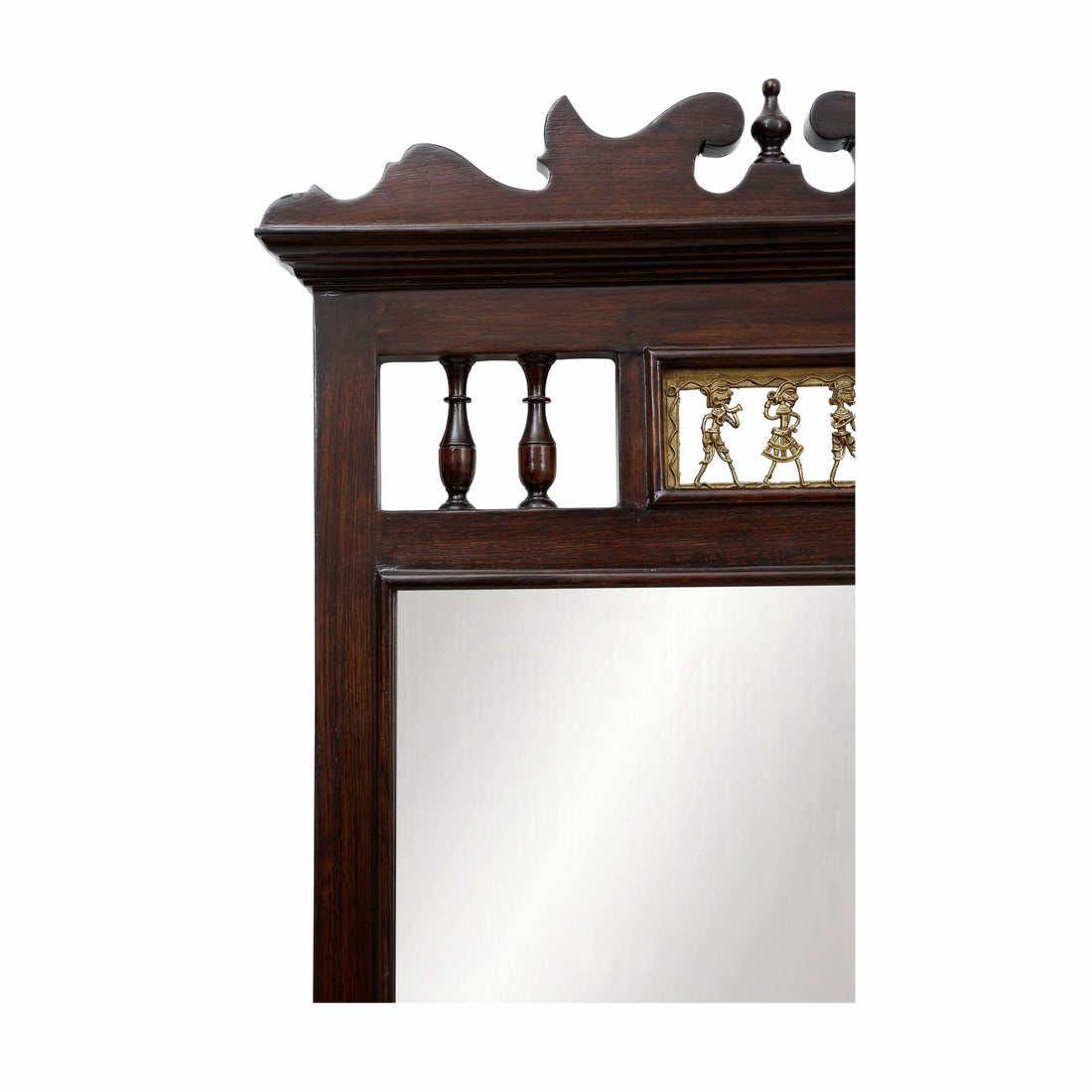 Priya-III Teakwood Mirror in Walnut Finish