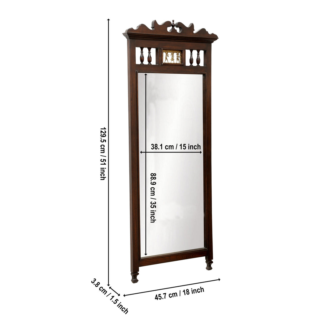 Priya-III Teakwood Mirror in Walnut Finish