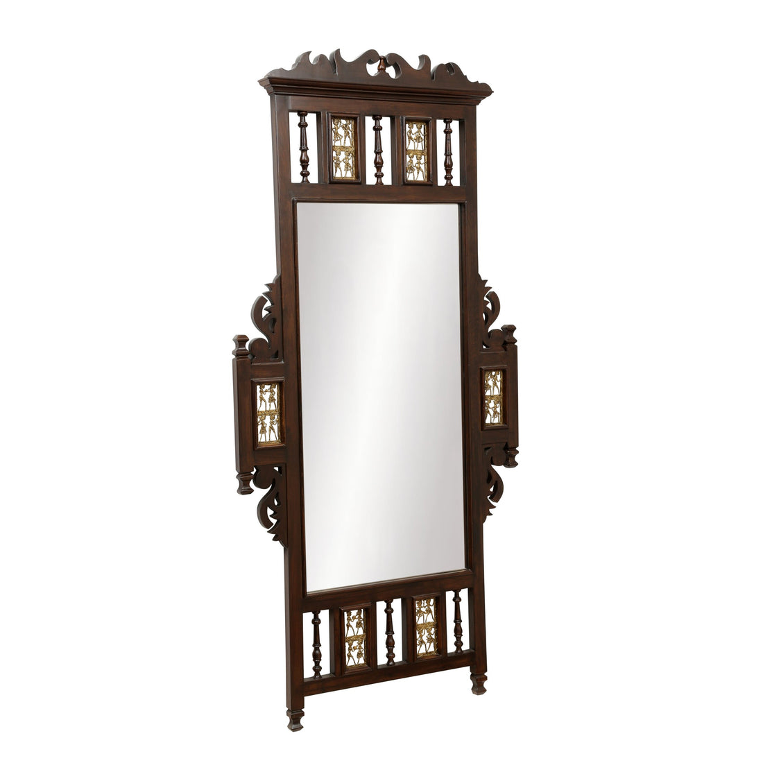 Nyka Teak Wood Mirror Full Size in Walnut Finish (30x2x60)